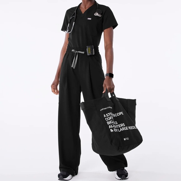 Figs Black Canvas A Very Large Needle Tote Bag - Picture 4 of 7